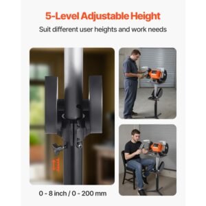 bench grinder stand, bench grinder vise floor pedestal with 12" x 10" mounting plate, 5 level height adjustable pedestal stand with grinding wheel storage compartment & heavy duty cast iron base