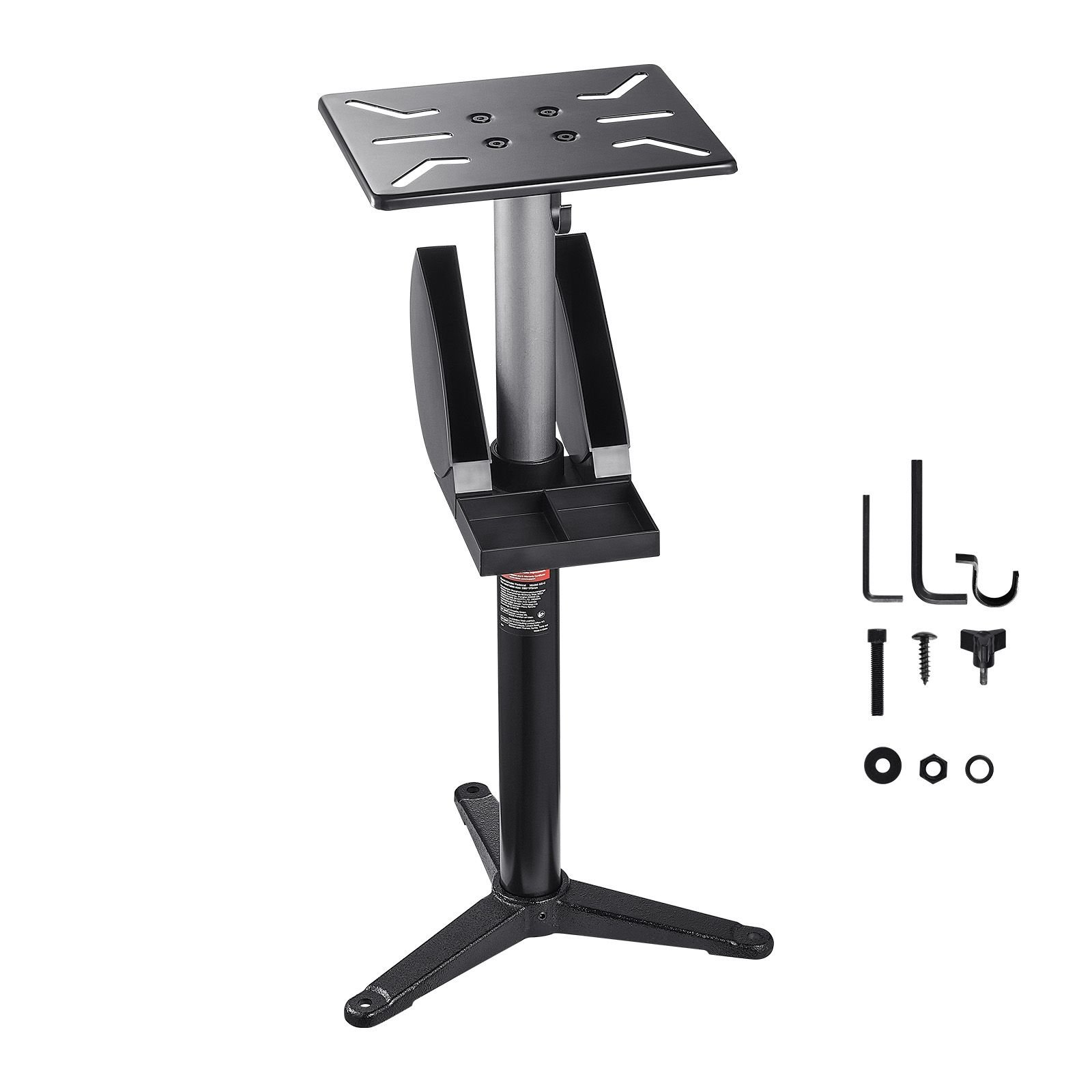 bench grinder stand, bench grinder vise floor pedestal with 12" x 10" mounting plate, 5 level height adjustable pedestal stand with grinding wheel storage compartment & heavy duty cast iron base