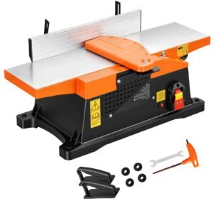 Benchtop Jointer, 6 in, 2 HP 12000 RPM Bench Top Wood Jointer, with Straight Cutterhead, 2 HSS Blades, 6 x 23 in Cast Aluminum Table, Up to 1/8 in Depth, Adjustable Fence, for Woodworking DIY