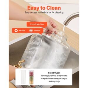 beverage dispenser, 3 pack 2 gallon drink dispensers for parties, glass juice dispenser with metal stand, stainless steel spigot, infuser, iced tea lemonade juice water dispensers for parties