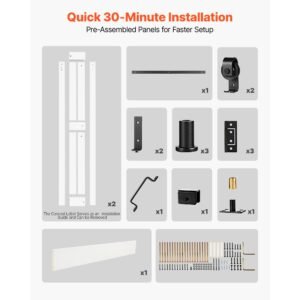 bifold barn door, 24" x 84", mdf bi fold sliding closet doors, hardware kit included, h frame space saving design, need to assemble, for bedroom, living room, wardrobe and room divider, white