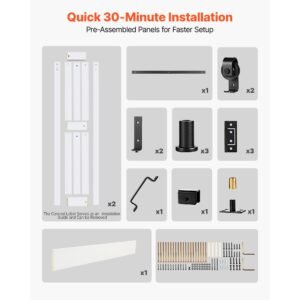 bifold barn door, 36" x 84", mdf bi fold sliding closet doors, hardware kit included, h frame space saving design, need to assemble, for bedroom, living room, wardrobe and room divider, white