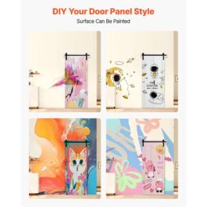 bifold barn door, 36" x 84", mdf bi fold sliding closet doors, hardware kit included, h frame space saving design, need to assemble, for bedroom, living room, wardrobe and room divider, white