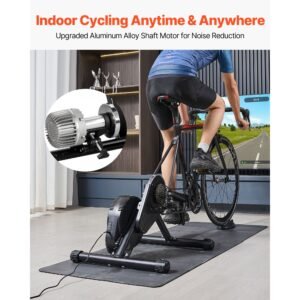 bike trainer, 1 13 level, 26 29 in & 700c wheels, smart bicycle stationary stand for indoor exercise riding with front wheel riser block, fits road and mountain bikes, compatible with zwift app