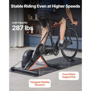 bike trainer, 1 13 level, 26 29 in & 700c wheels, smart bicycle stationary stand for indoor exercise riding with front wheel riser block, fits road and mountain bikes, compatible with zwift app