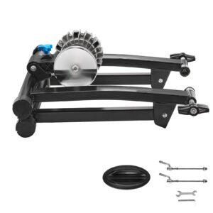 Bike Trainer, 26-29 Inch & 700C Wheels, Foldable Fluid Bicycle Stationary Trainer Stand for Indoor Exercise Riding with Quick Release Skewer & Front Wheel Riser Block, Fits Road Bikes, Black