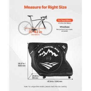 bike travel bag, road bike bag road bicycle storage carry with tsa lock & dual zipper, black bicycle case wheelbase 37 42 in for air travel, outdoor use, airplane, car, train, subway transport
