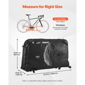 bike travel bag, transport universal bicycle storage case bag with tsa lock, support plates, protection and fork mount stabilisation, bicycle case max. wheelbase 51 in for airplane, outdoor use