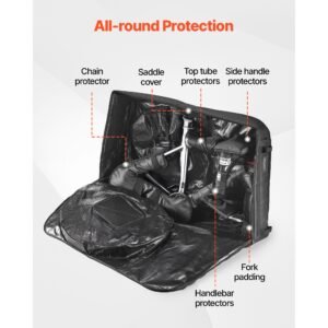 bike travel bag, transport universal bicycle storage case bag with tsa lock, support plates, protection and fork mount stabilisation, bicycle case max. wheelbase 51 in for airplane, outdoor use