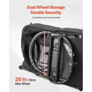 bike travel bag, transport universal bicycle storage case bag with tsa lock, support plates, protection and fork mount stabilisation, bicycle case max. wheelbase 51 in for airplane, outdoor use