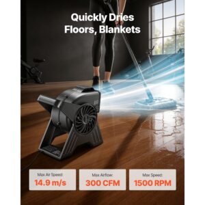 blower fan, 13 in portable utility floor fan, 300 cfm, 3 speeds, multi angle airflow, lightweight portable high velocity air mover, for drying, dehumidifying, carpets, air circulation, cooling
