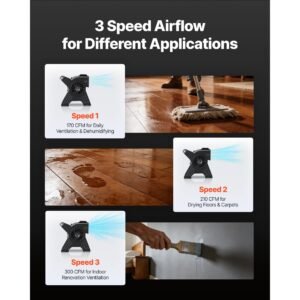 blower fan, 13 in portable utility floor fan, 300 cfm, 3 speeds, multi angle airflow, lightweight portable high velocity air mover, for drying, dehumidifying, carpets, air circulation, cooling