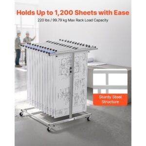 blueprint storage rack, steel, mobile adjustable blueprint holder, vertical drawing rack with wheels, file storage organizer stand, for construction plans posters home office, without clamps