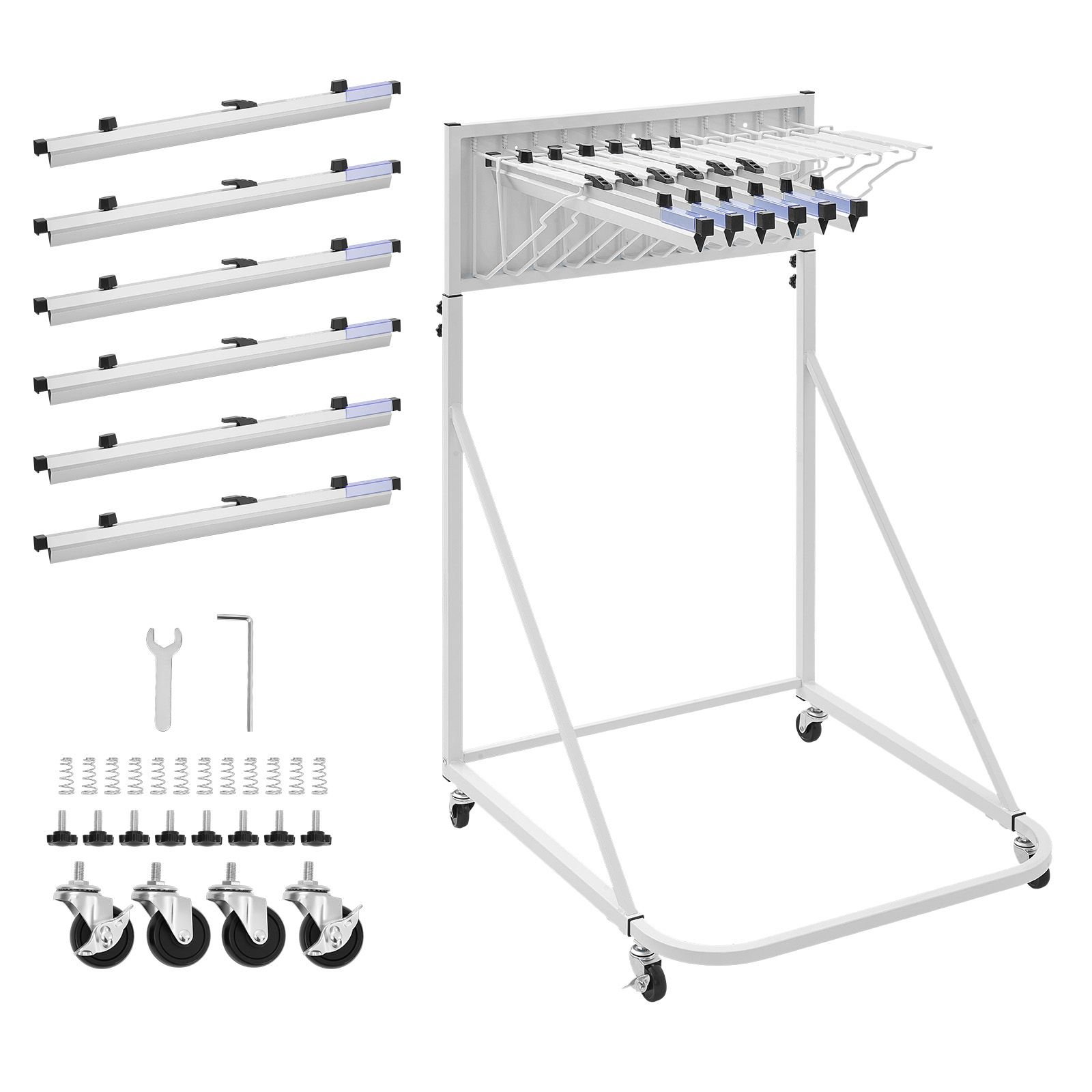 blueprint storage rack, steel, mobile adjustable blueprint holder with 6 pack of 24 inch aluminum clamps, 4 wheels, display rack storage organizer stand, for file display plan poster office home