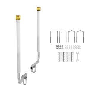 Boat Trailer Guide, 46 in with LED Light Trailer Guide Poles, 2PCS High-Hardness Steel Guide-Ons, Wide Adjustable Trailers Guides with PVC Pipes, for Ski Boat, Fishing Boat or Sailboat Trailers