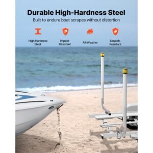 boat trailer guide, 46 in with led light trailer guide poles, 2pcs high hardness steel guide ons, wide adjustable trailers guides with pvc pipes, for ski boat, fishing boat or sailboat trailers