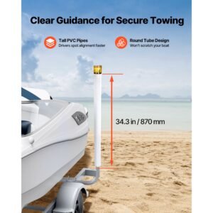 boat trailer guide, 46 in with led light trailer guide poles, 2pcs high hardness steel guide ons, wide adjustable trailers guides with pvc pipes, for ski boat, fishing boat or sailboat trailers
