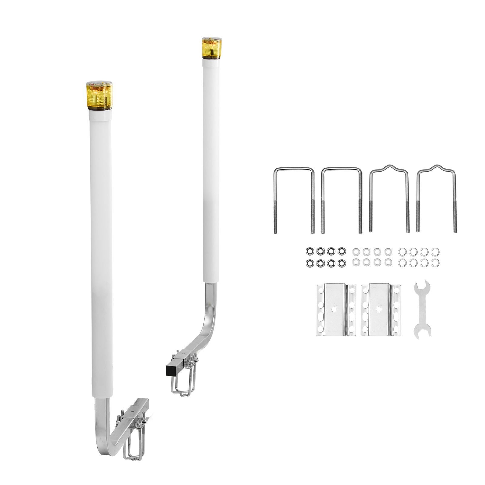 boat trailer guide, 46 in with led light trailer guide poles, 2pcs high hardness steel guide ons, wide adjustable trailers guides with pvc pipes, for ski boat, fishing boat or sailboat trailers