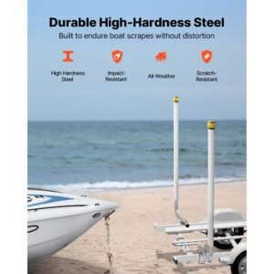 boat trailer guide, 65.7 in with led light trailer guide poles, 2pcs high hardness steel guide ons, wide adjustable trailers guides with pvc pipes, for ski boat, fishing boat, sailboat trailers
