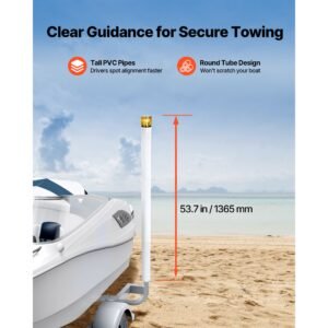 boat trailer guide, 65.7 in with led light trailer guide poles, 2pcs high hardness steel guide ons, wide adjustable trailers guides with pvc pipes, for ski boat, fishing boat, sailboat trailers