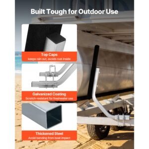 boat trailer guides, 1.2 in adjustable width trailers guide, 2pcs high hardness steel trailer guide ons with thick support pads, fits l beam, box or c channel bunk style pontoon trailers