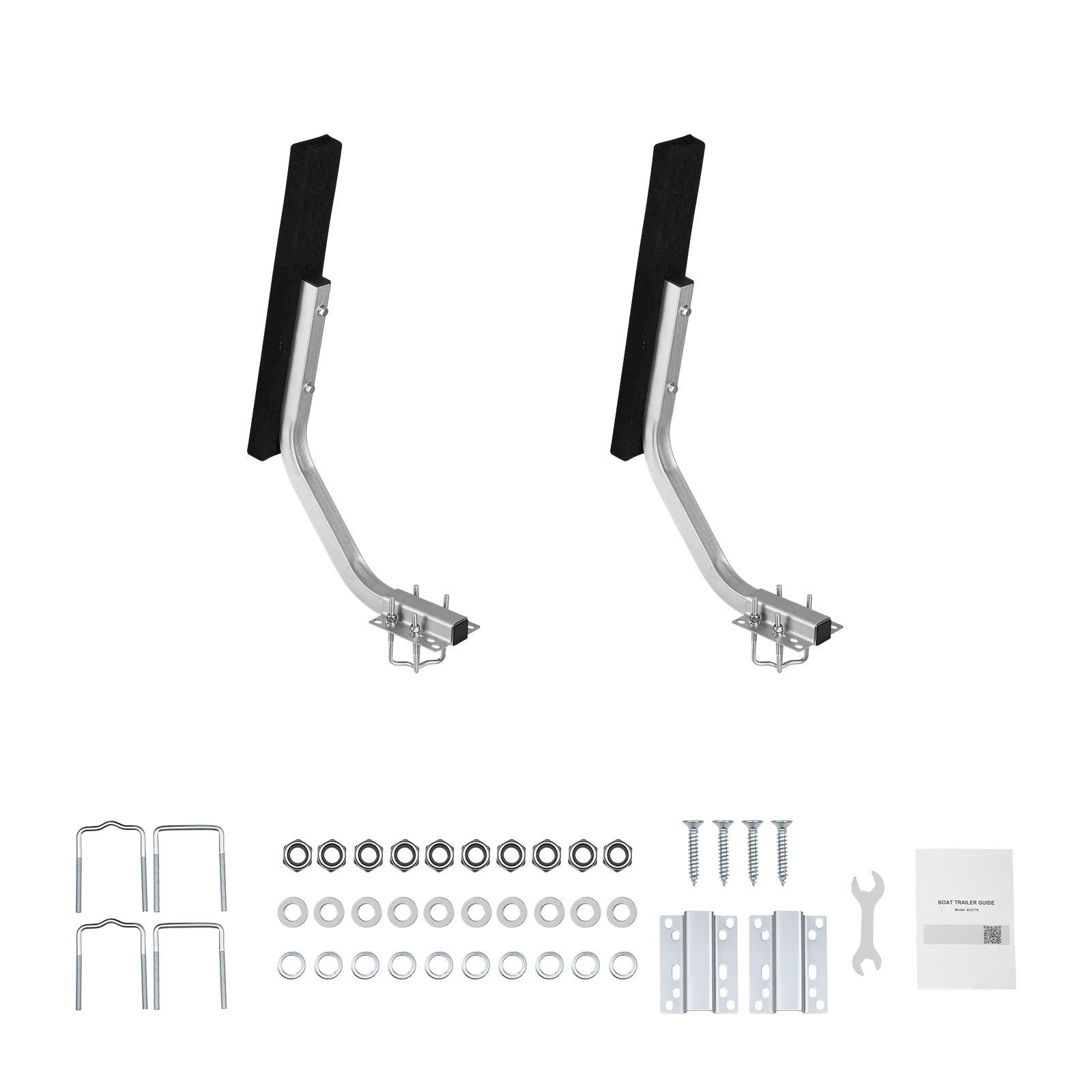 boat trailer guides, 1.2 in adjustable width trailers guide, 2pcs high hardness steel trailer guide ons with thick support pads, fits l beam, box or c channel bunk style pontoon trailers