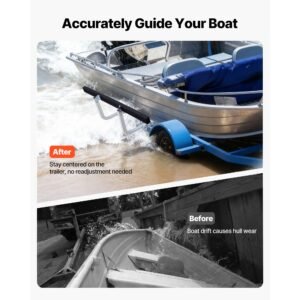 boat trailer guides, 16.7 in/18.7 in height adjustable trailers guide, 2pcs thickened steel trailer guide ons with thick support pads, fits l beam, box or c channel bunk style pontoon trailers