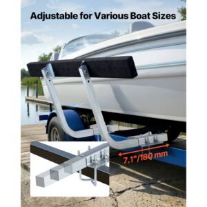 boat trailer guides, 16.7 in/18.7 in height adjustable trailers guide, 2pcs thickened steel trailer guide ons with thick support pads, fits l beam, box or c channel bunk style pontoon trailers