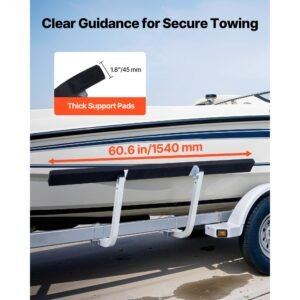boat trailer guides, 16.7 in/18.7 in height adjustable trailers guide, 2pcs thickened steel trailer guide ons with thick support pads, fits l beam, box or c channel bunk style pontoon trailers