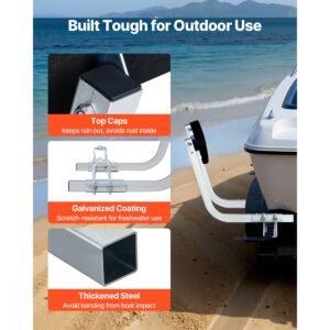 boat trailer guides, 16.7 in/18.7 in height adjustable trailers guide, 2pcs thickened steel trailer guide ons with thick support pads, fits l beam, box or c channel bunk style pontoon trailers
