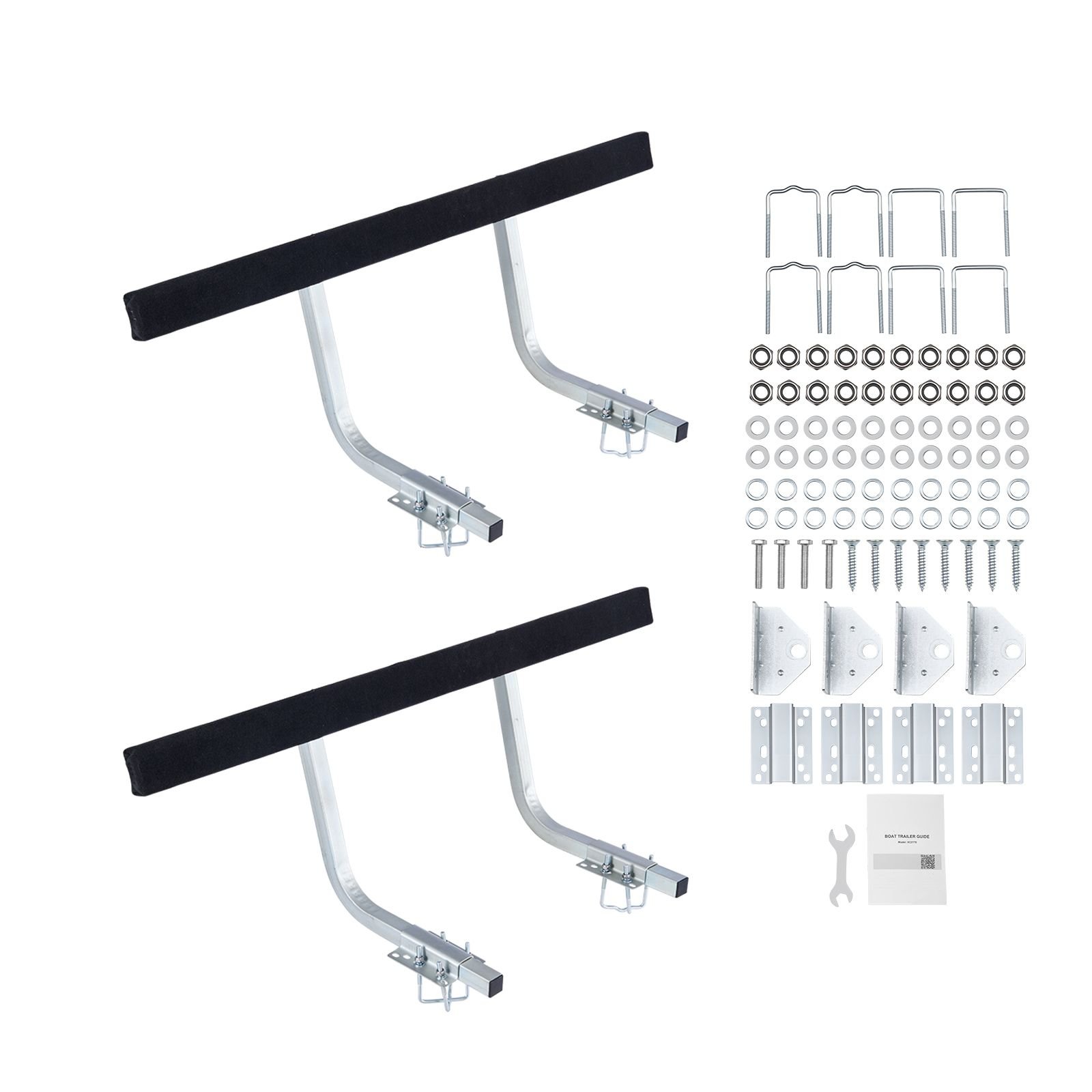 boat trailer guides, 16.7 in/18.7 in height adjustable trailers guide, 2pcs thickened steel trailer guide ons with thick support pads, fits l beam, box or c channel bunk style pontoon trailers
