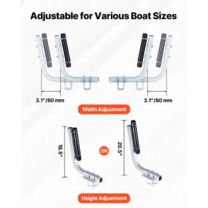 boat trailer guides, 18.5 in/20.5 in height adjustable trailers guide, 2pcs thickened high duty steel trailer guide ons with smooth roller guidance, for v hull boats, small to mid size boats