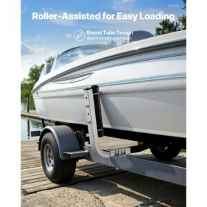 boat trailer guides, 18.5 in/20.5 in height adjustable trailers guide, 2pcs thickened high duty steel trailer guide ons with smooth roller guidance, for v hull boats, small to mid size boats