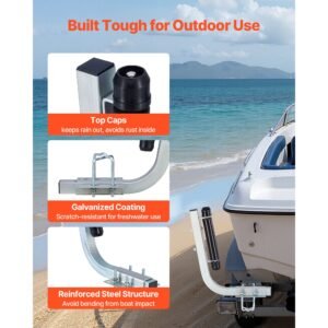 boat trailer guides, 18.5 in/20.5 in height adjustable trailers guide, 2pcs thickened high duty steel trailer guide ons with smooth roller guidance, for v hull boats, small to mid size boats