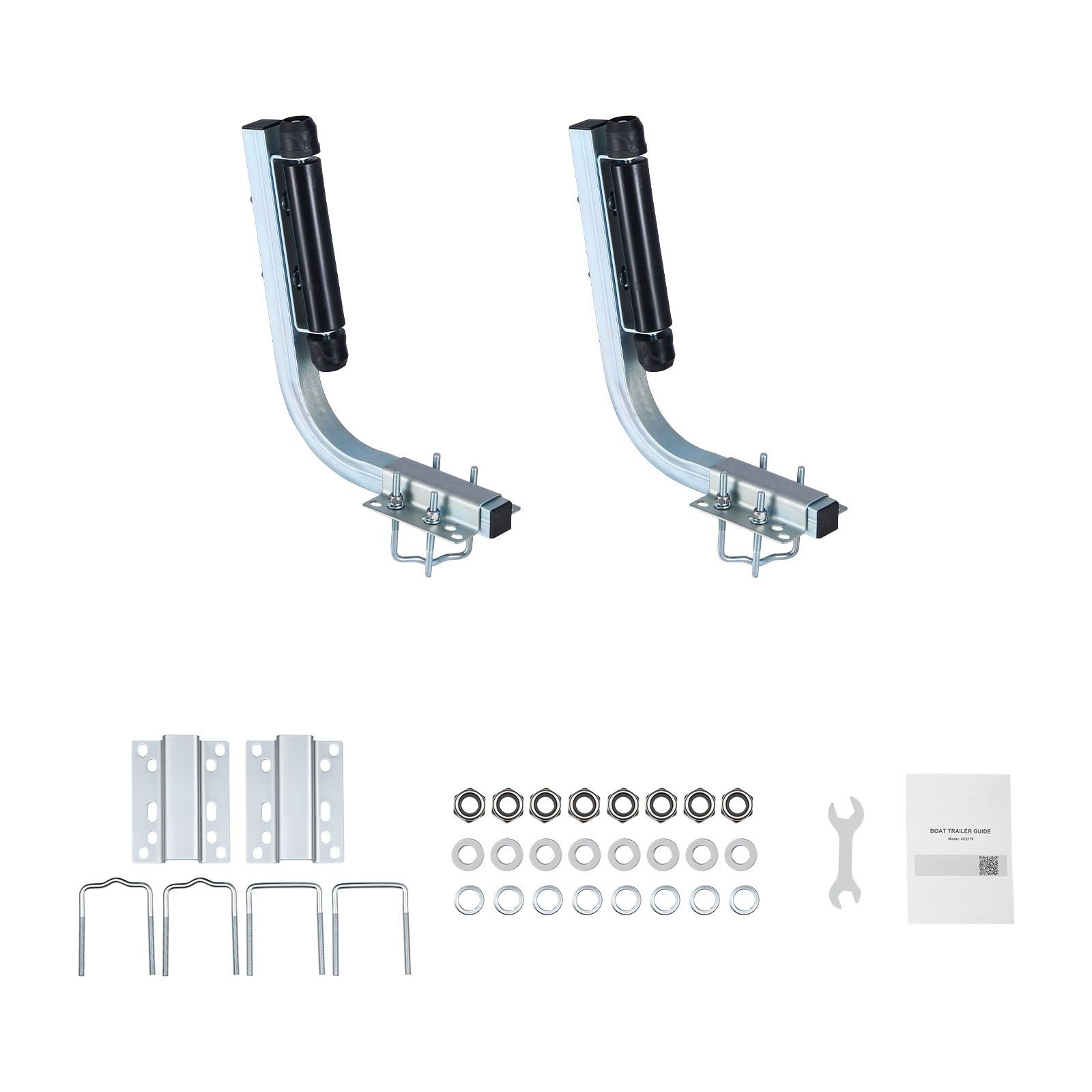 boat trailer guides, 18.5 in/20.5 in height adjustable trailers guide, 2pcs thickened high duty steel trailer guide ons with smooth roller guidance, for v hull boats, small to mid size boats