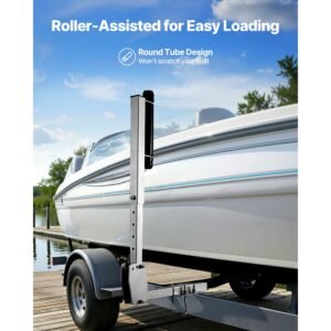 boat trailer guides, 27.6 41.3 in height adjustable trailers guide, 2pcs thickened high duty trailer guide ons with smooth roller guidance, for over 16 in larger fishing boats, runabout boats
