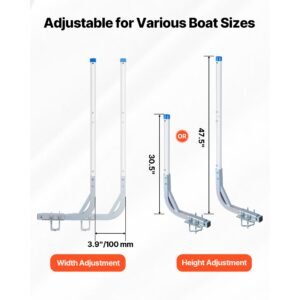 boat trailer guides, 30.5 in/47.5 in height guide poles, 2pcs high hardness steel trailer guide ons, adjustable guide poles with pvc pipes, for ski boats, compact fishing boats, small sailboat
