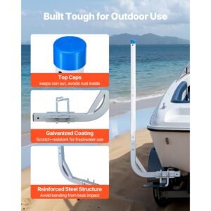 boat trailer guides, 30.5 in/47.5 in height guide poles, 2pcs high hardness steel trailer guide ons, adjustable guide poles with pvc pipes, for ski boats, compact fishing boats, small sailboat