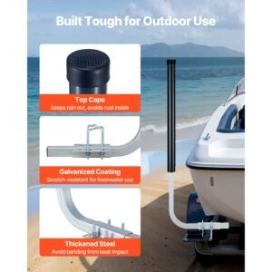 boat trailer guides, 40 in/48 in height guide poles, 2pcs high hardness steel trailer guide ons, adjustable guide poles with pvc pipes, for ski boats, compact fishing boats, small sailboat