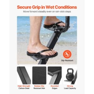 boat trailer steps, 3 step, heavy duty boat trailer steps with handle, non slip surface, 3 mounting angle options, carbon steel ladder suitable for 3" x 3"/3" x 5"/4" x 4" frame, bottom mounting