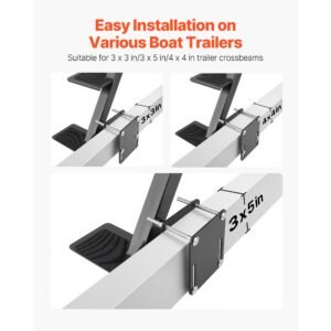 boat trailer steps, 3 step, heavy duty boat trailer steps with handle, non slip surface, 3 mounting angle options, carbon steel ladder suitable for 3" x 3"/3" x 5"/4" x 4" frame, side mounting