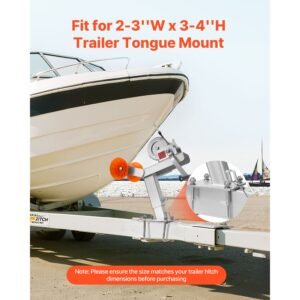 boat trailer winch stand with roller, 1200 lbs winch & 2 in x 25 ft winch strap, boat winch mount with u bolt for 2 3 inches w x 3 4 inches h trailer tongue, fit for jet ski, sailboat, speedboat