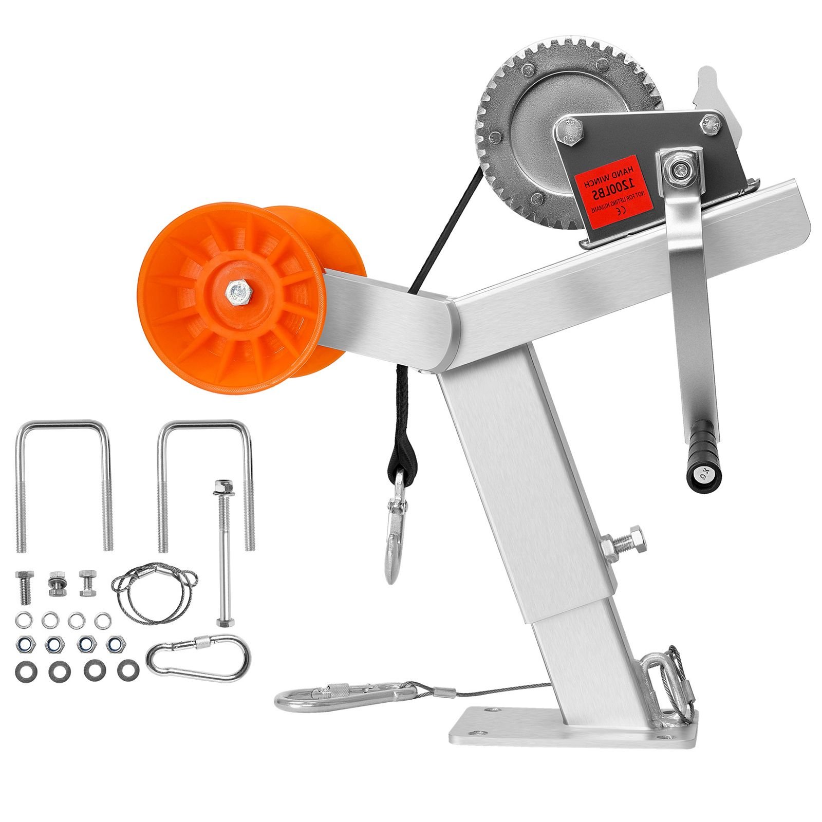 boat trailer winch stand with roller, 1200 lbs winch & 2 in x 25 ft winch strap, boat winch mount with u bolt for 2 3 inches w x 3 4 inches h trailer tongue, fit for jet ski, sailboat, speedboat