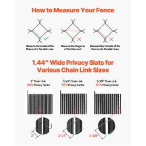 bottom locking privacy slats, double wall vertical bottom locking slats with wings for chain link fence, high density hdpe chain link slats ideally fit 8' high fence for garden and farm(black)