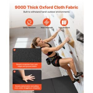 bouldering crash pad, bi fold rock climbing crash pad with adjustable backpack straps and handle, foldable lightweight for indoor bouldering & outdoor climbing, folded size 35.6" x 24" x 8.3"