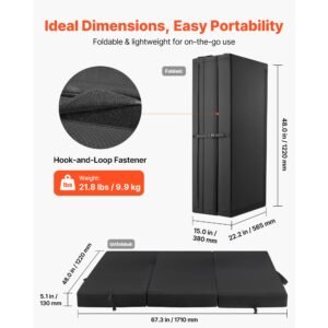 bouldering crash pad, tri fold rock climbing crash pad with adjustable backpack straps and handle, foldable lightweight for indoor bouldering & outdoor climbing, folded size 48" x 22.2" x 15"