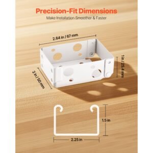 box mounting brackets, 2 pcs, box blind bracket for window blinds, fit for 1.5 x 2.25 inch headrails, with self tapping screws and expansion tubes, sturdy iron, for blinds installation, white