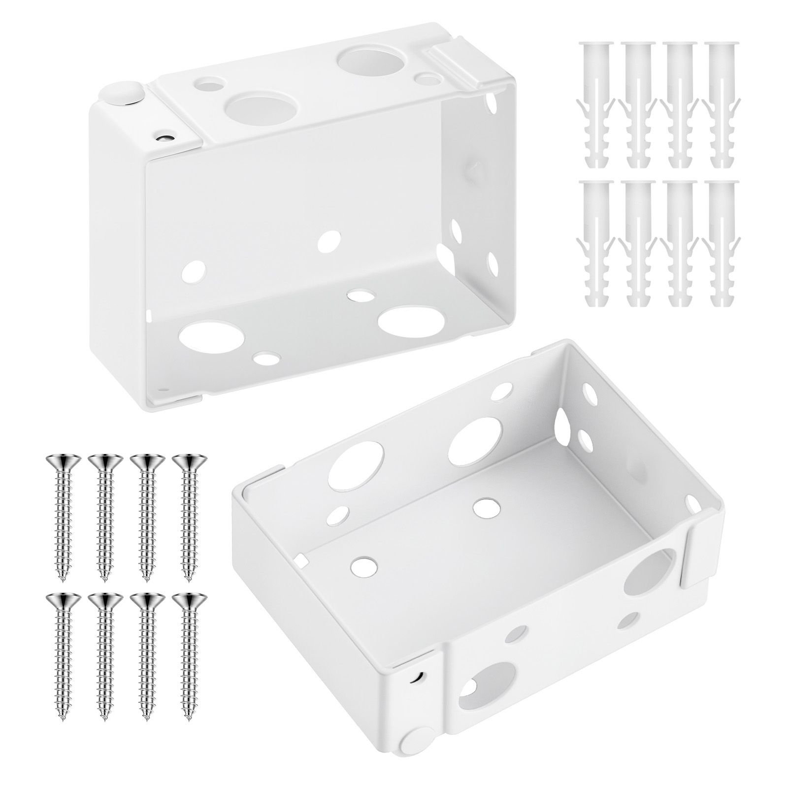 box mounting brackets, 2 pcs, box blind bracket for window blinds, fit for 1.5 x 2.25 inch headrails, with self tapping screws and expansion tubes, sturdy iron, for blinds installation, white