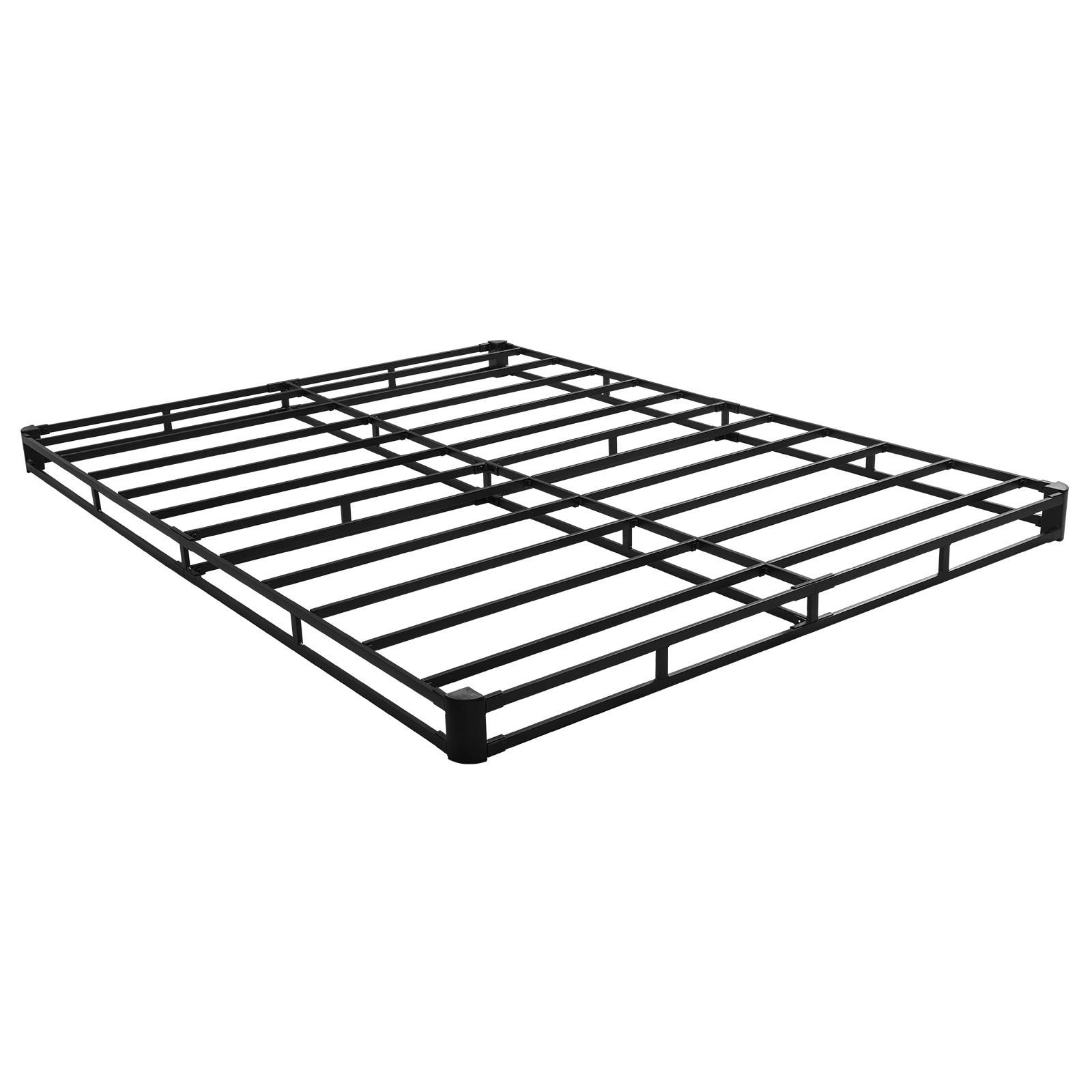 box spring, queen size bed frame with washable fabric cloth, heavy duty metal frame for queen bed, 4 in mattress foundation, 3500 lbs max weight capacity, easy assembly, 79.1 l x 59.4 w x 4 h in