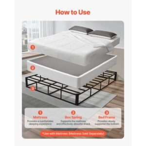 box spring, queen size bed frame with washable fabric cloth, heavy duty metal frame for queen bed, 9.1 in mattress foundation, 3500 lbs max weight capacity, easy assembly, 79.1 x 59.6 x 9.1 in